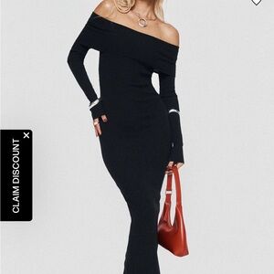 Princess Polly Black Off-Shoulder Bodycon Maxi Dress